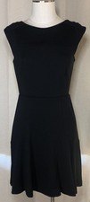 BANANA REPUBLIC Black Fit Flare Cap Sleeve Knee Length DRESS Sz 4 Cocktail Party