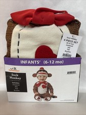 NEW Sock Monkey Halloween Costume Infant 6-12 Months