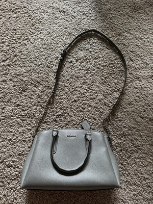 Coach Sage Carryall Black Chain Satchel Purse Crossbody Classic Pebbled Zip Bag