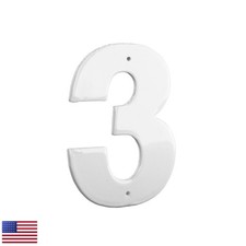 Montague Metal Products 10" Aluminum House Number 3 Outdoor Plaque White