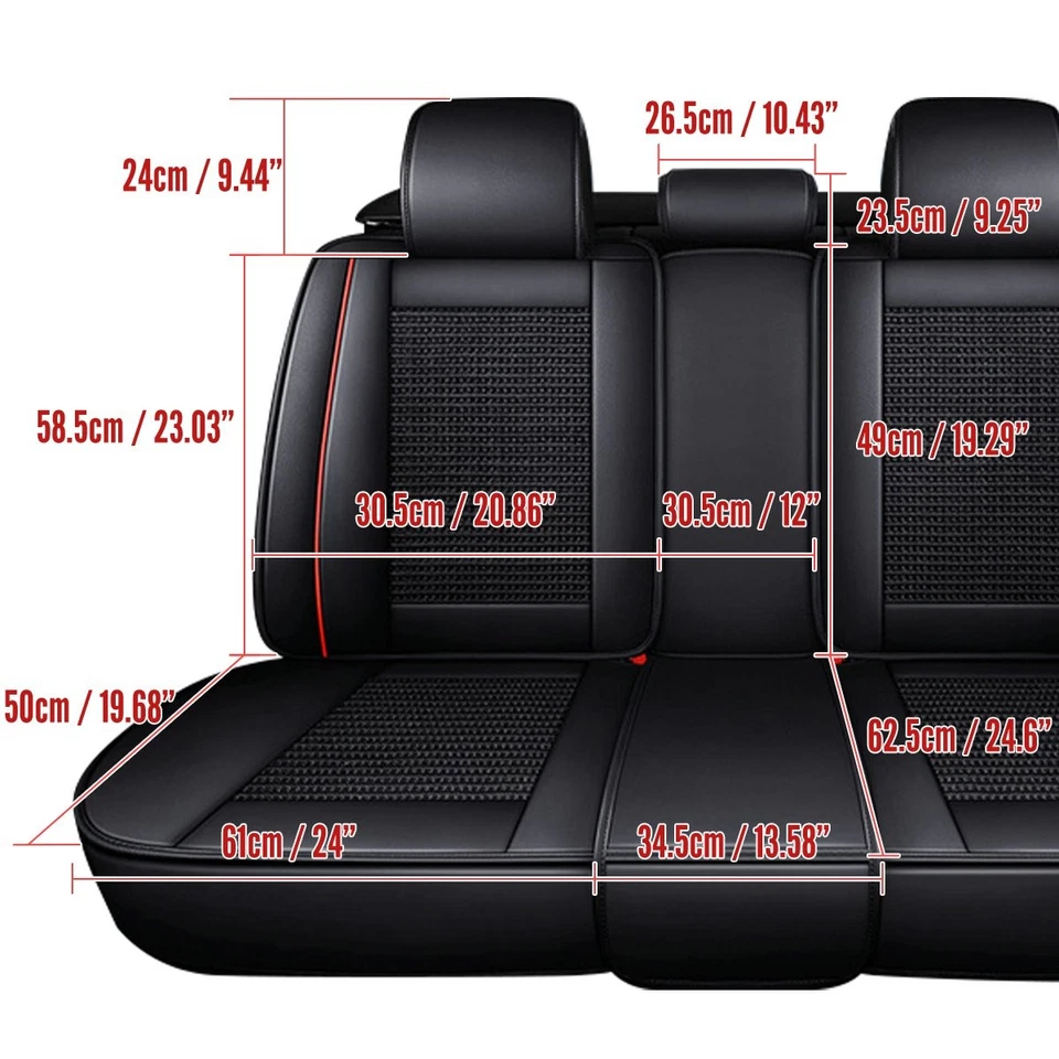 For Ford Mustang Car Seat Cover PU Leather 5-Seats Full Front + Rear Protector Foto 4 de 4