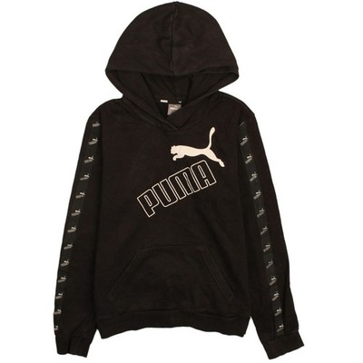 Puma Herren Pullover Hoodie schwarz XS mit Logo Tape Ärmel