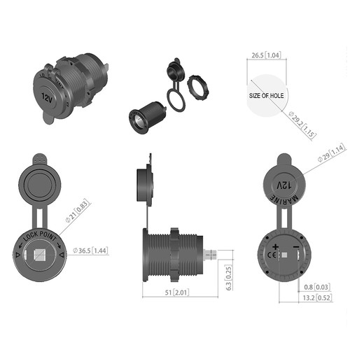 Steckdosen USB Doppel-USB verschiedene Varianten IP65 für 12-24V Systeme - Bild 6 von 62