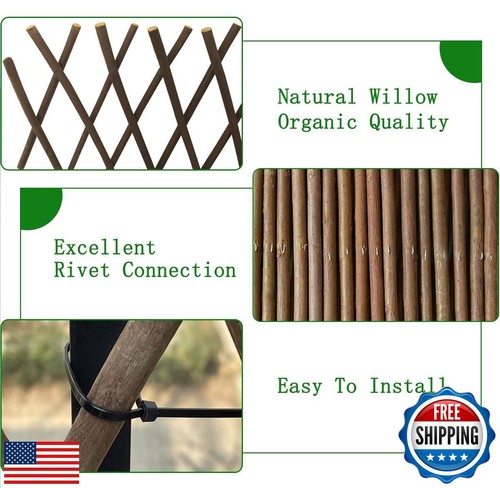 Helprise Expandable Willow Lattice Fence Panel Plant Support Garden Trellis W - Picture 2 of 5