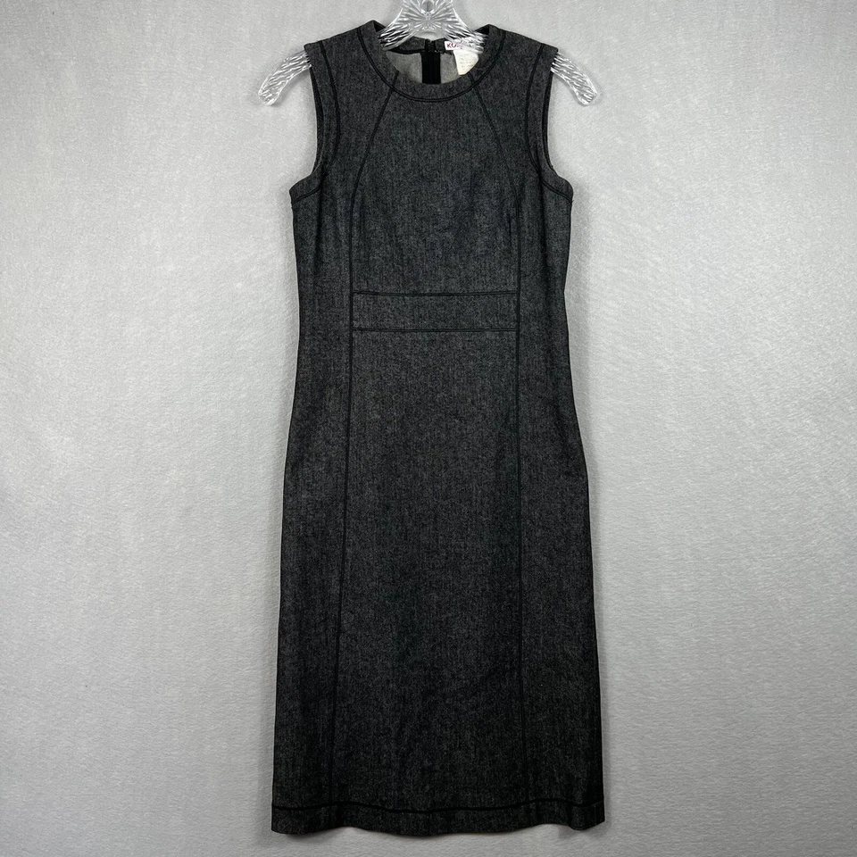Vestido Michael Kors Mujer Talla 2 Negro Denim Midi Sin Mangas Funda Hecho en Italia Foto 2 de 4