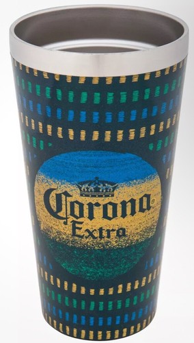 Vidrio de pinta de metal de doble pared tropical Corona Extra 16 OZ - Imagen 2 de 3