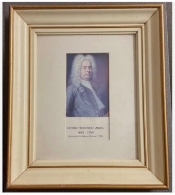GEORGE FREDERIC HANDEL,SELTENER GERAHMTER SKIZZIERTER DRUCK AUS DEN 1940er Jahren.DENNER zugeschrieben