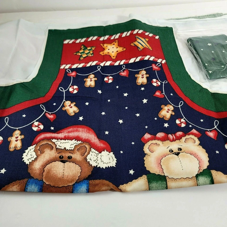 Pre-Cut Fabric Aprons Christmas Sewing Home Made 4 Pc Arts and Craft - Image 4 of 4