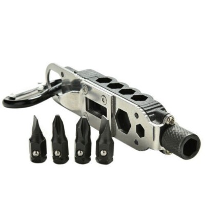 Black Multifunction Tactical EDC Mini Pocket Knife Survival Multitool Keychain