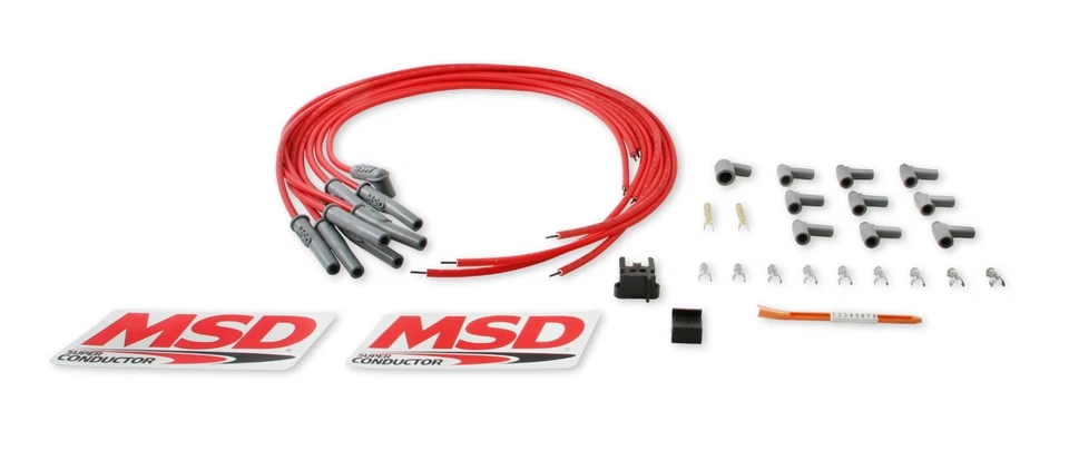 MSD Super Conductor Spark Plug Wire Set, Multi-Angle Plug, Hei Cap - Red — 第 2/4 张图片