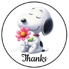 BEAGLE DOG WITH FLOWER THANKS ENVELOPE SEALS LABELS STICKERS PARTY FAVORS