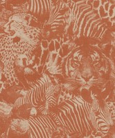 Tapete Vlies Safari Zebra Tiger Orange-Rot Rasch Kalahari 704723 (4,87€/1Qm)