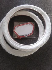 Kenda Contact 18 inch tires in white, free agent mini number plate