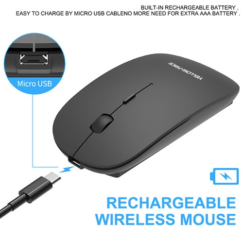 Wireless Optical Mouse Type C + USB 2.4GHZ Laptop PC Dell Mac Mouse DPI - Black - Picture 7 of 12