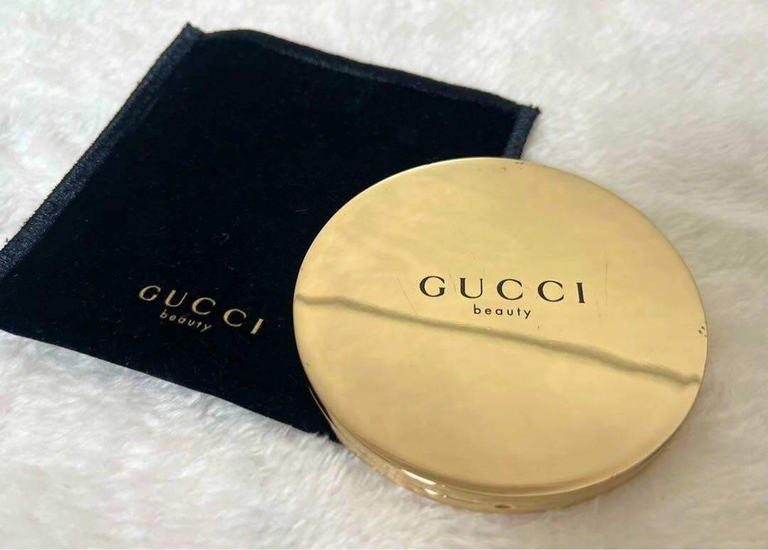Gucci Compact Mirror Magnifying Glass Novelty Gold Round D7