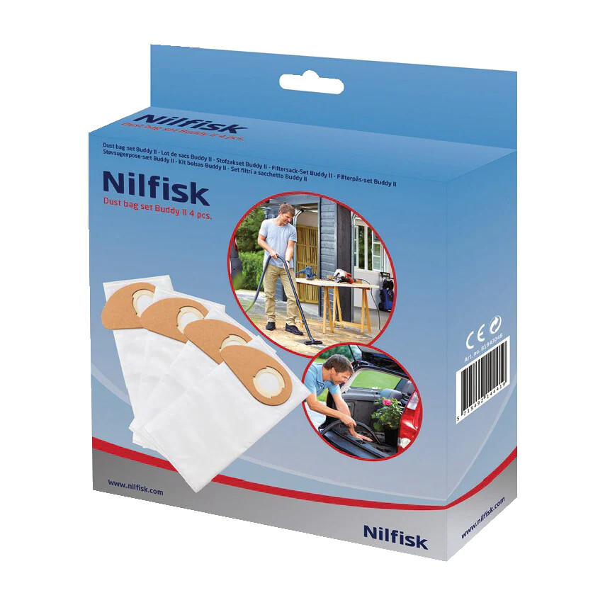 Genuine NILFISK BUDDY II MICROFIBRE VACUUM CLEANER CLOTH BAGS (4 PACK)  81943048