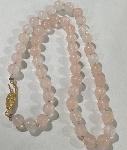 Vintage Hand Knotted Rose Quartz Bead 