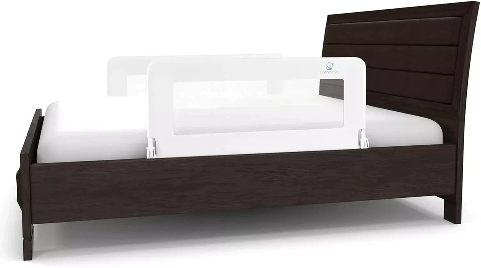 Paquete de 2 protectores de riel de cama para niños pequeños - ajustables, se adapta a gemelos - King, oscilantes hacia abajo, blancos🐦 Foto 2 de 4