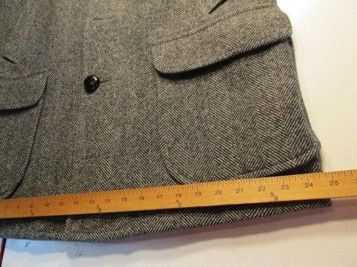 Vintage PENDLETON 100% lana soprabito tweed uomo 44 grigio spina di pesce trench USA - Foto 14 di 18