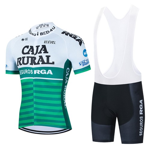 Men 2025 Cycling Jersey Bib Shorts Set Green White Short Sleeve Riding Shirt - Picture 16 of 18