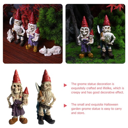 2pcs Creepy Resin Garden Gnome Halloween Skeleton Statues Decorative - Bild 18 von 20