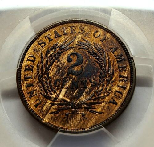 Choice 1864 Two Cent Piece 2C PCGS MS63 RB - Large Motto, High Grade Beauty !!! - Picture 3 of 4