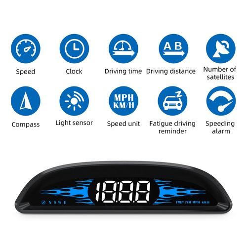 Universal HUD GPS Gauge Head Up Car HD Digital Display Speedometer RPM LED #tc$ - Picture 6 of 10