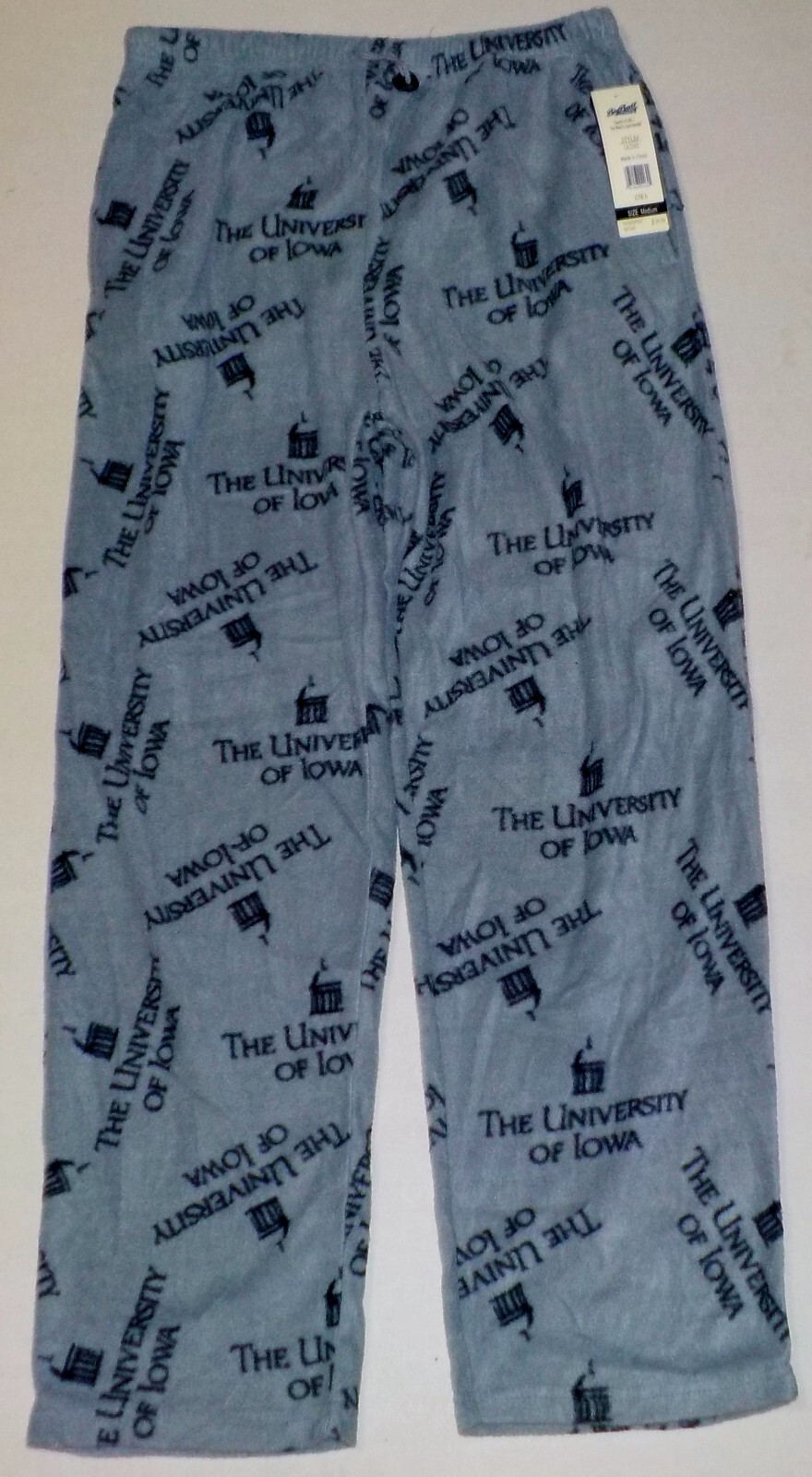 IOWA HAWKEYES MENS SLEEP LOUNGE PAJAMAS FLEECE PANTS M L XL 2X GRAY NWT