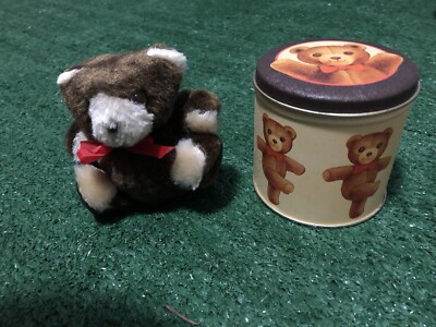 Vintage 1983 Chein Industries Stuft Bear In Tin Can 