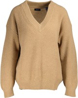 Neu ! Gant Damen Pullover Wool Ribbed V-NECK Khaki Gr. M