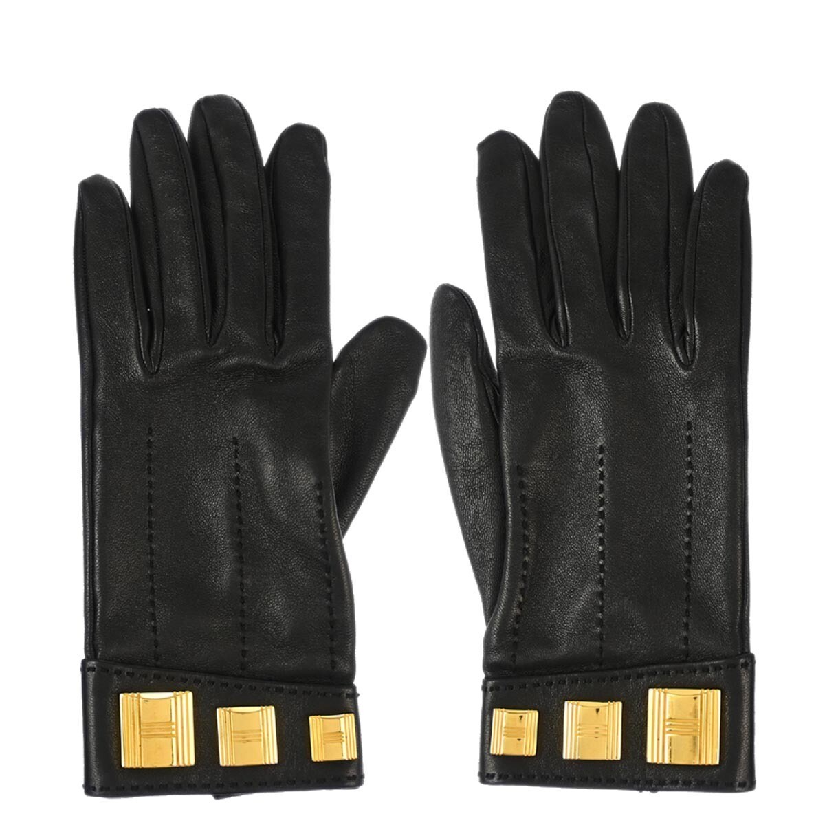 HERMES レザー手袋 ブラック　6 1/2 HERMES レザー手袋 ブラック 6 1/2 Hermes Black Leather Gloves