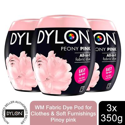 Dylon Waschmaschine Stoff Farbstoff Pod, Pfingstrose rosa, 3 Packungen mit 350 g