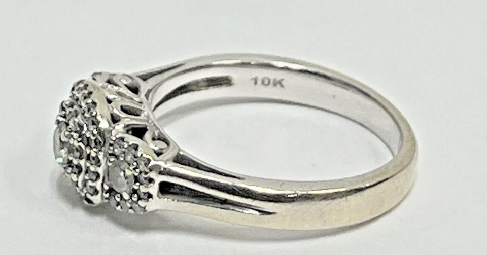 实心 10k 白金镶嵌钻石订婚戒指 1 TCW 过去现在的未来 — 第 4/4 张图片