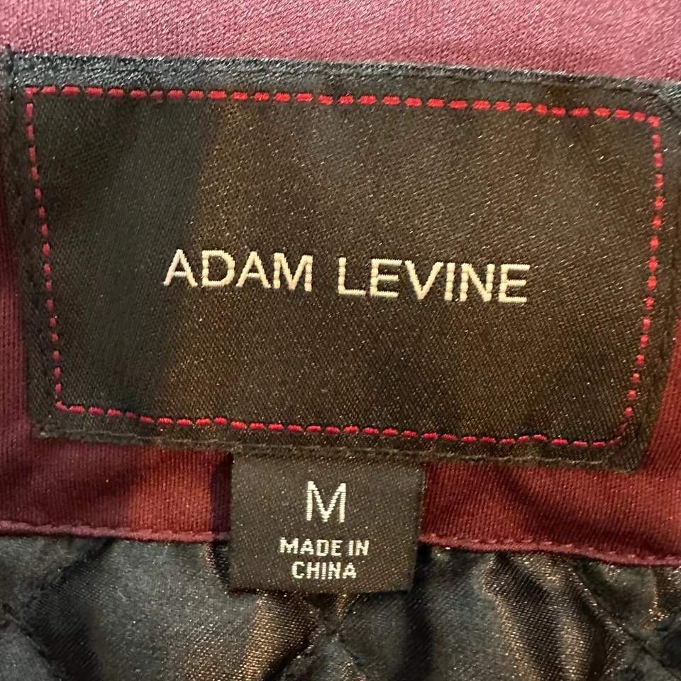 NEW Adam Levine Jacket Mens Medium Burgundy Polyester Full Zip Bomber Pocket - Image 3 of 4