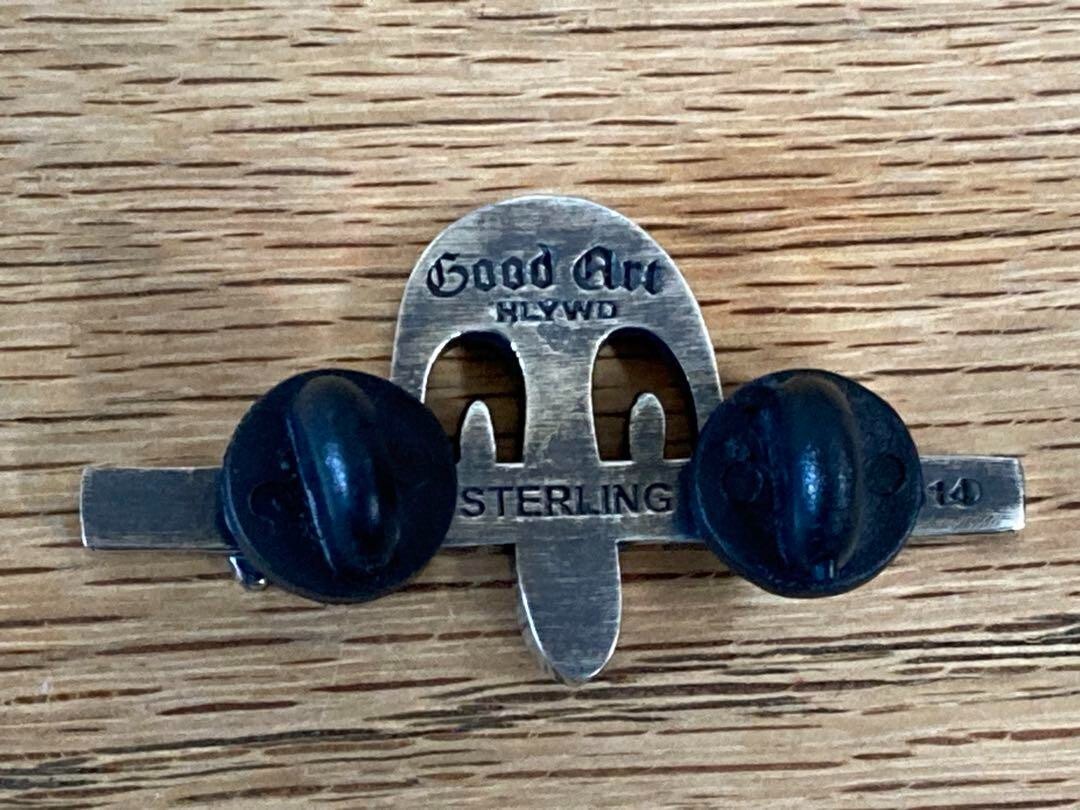 Good Art Hlywd Pin Badge Silver 925 Rare Vintage Antique