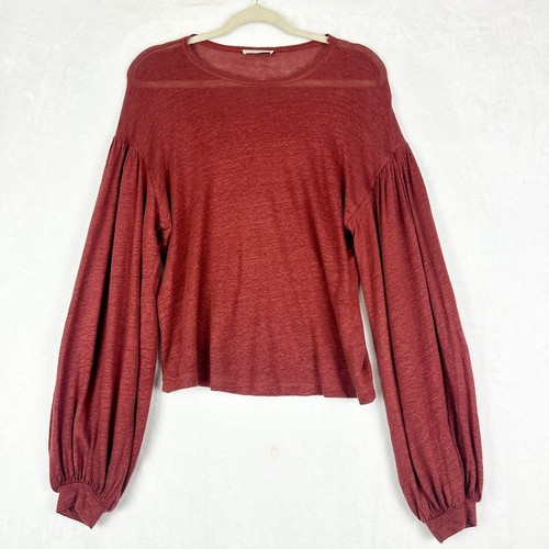 Ulla Johnson Faye Top Leinen Gr. Small Johannisbeere Ballonärmel Oversized - Bild 4 von 8
