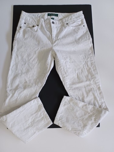 Lauren Ralph Lauren weiße Damenjeans 6 bestickt Blumen modern Skinny Ankle - Bild 21 von 24