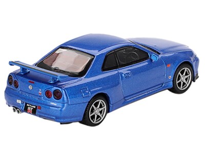 NISSAN SKYLINE GT-R R34 V-SPEC RHD BAYSIDE BLUE 1/64 DIECAST BY