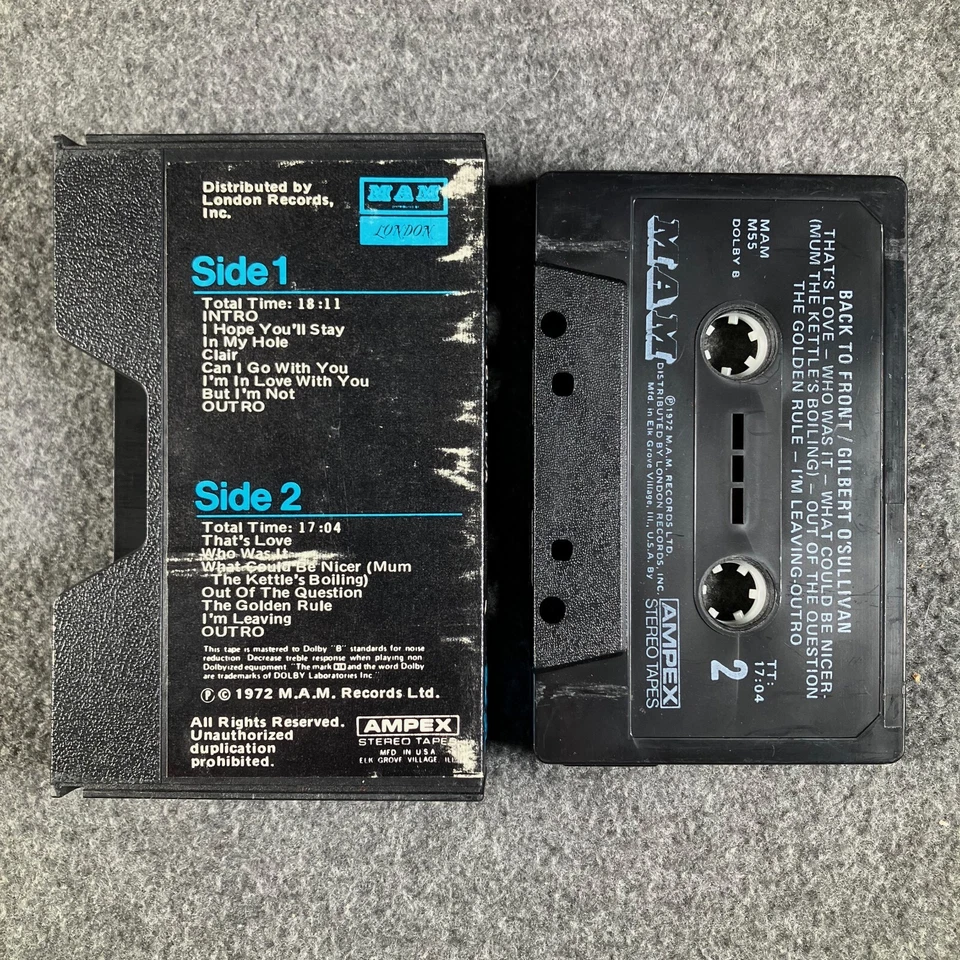 Gilbert O’Sullivan Back to Front 1972 London MAM M55 cassette slipcase Foto 3 de 3