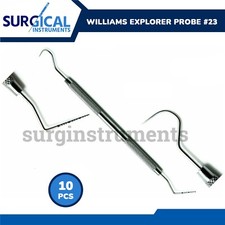 Set of 10 Dental Williams Explorer Probe 23 Color Coded Instruments German Grade