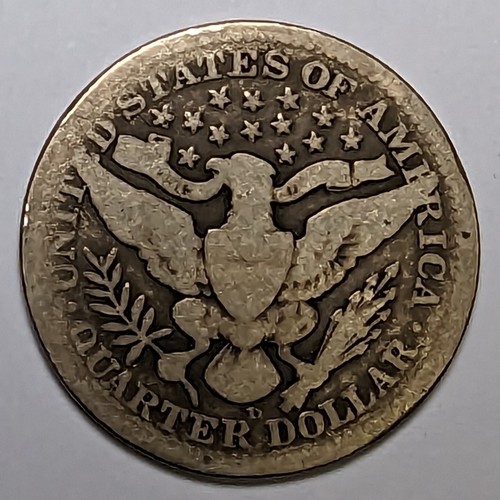 1911 D Barber Head Silver Quarter - Picture 2 of 3