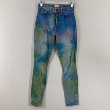 Alice  Olivia You Look Good Tie Dye Multi Color Button Fly Skinny Jeans size 24