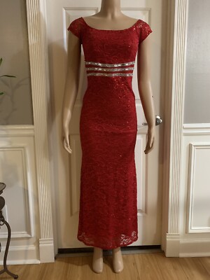 knee length dresses for ladies Red Jewel Short-Sleeve Mermaid Glitter Prom Dresses main image 0
