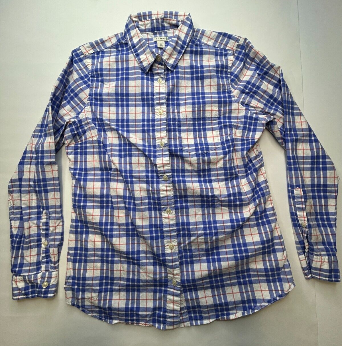 LL BEAN Shirt Small Button Down Collared Top Plai… - image 1