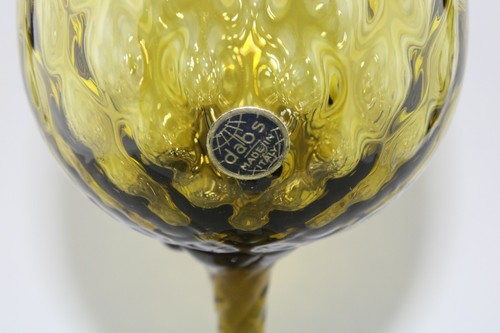 MCM Dabs Italy Dark Green Blown Glass Tall Stem Honeycomb Pattern Candle Holders - Picture 6 of 12