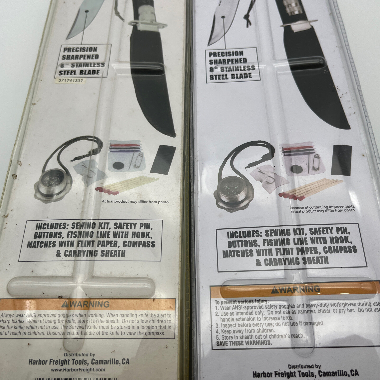 Harbor Freight Tools 8" Survival Hunting Knives Lot of 2 eBay