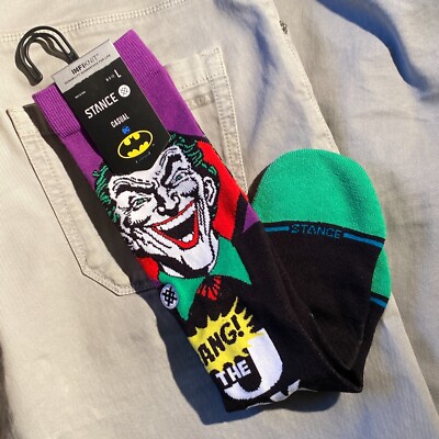 NWT  1 Pair JOCKER DC Comics STANCE Men's Crew Socks Size Large 9 - 13