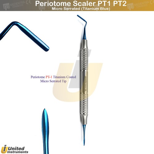 Periotoma dental posterior de doble extremo dentado PT1-2 | azul titanio - Imagen 3 de 3