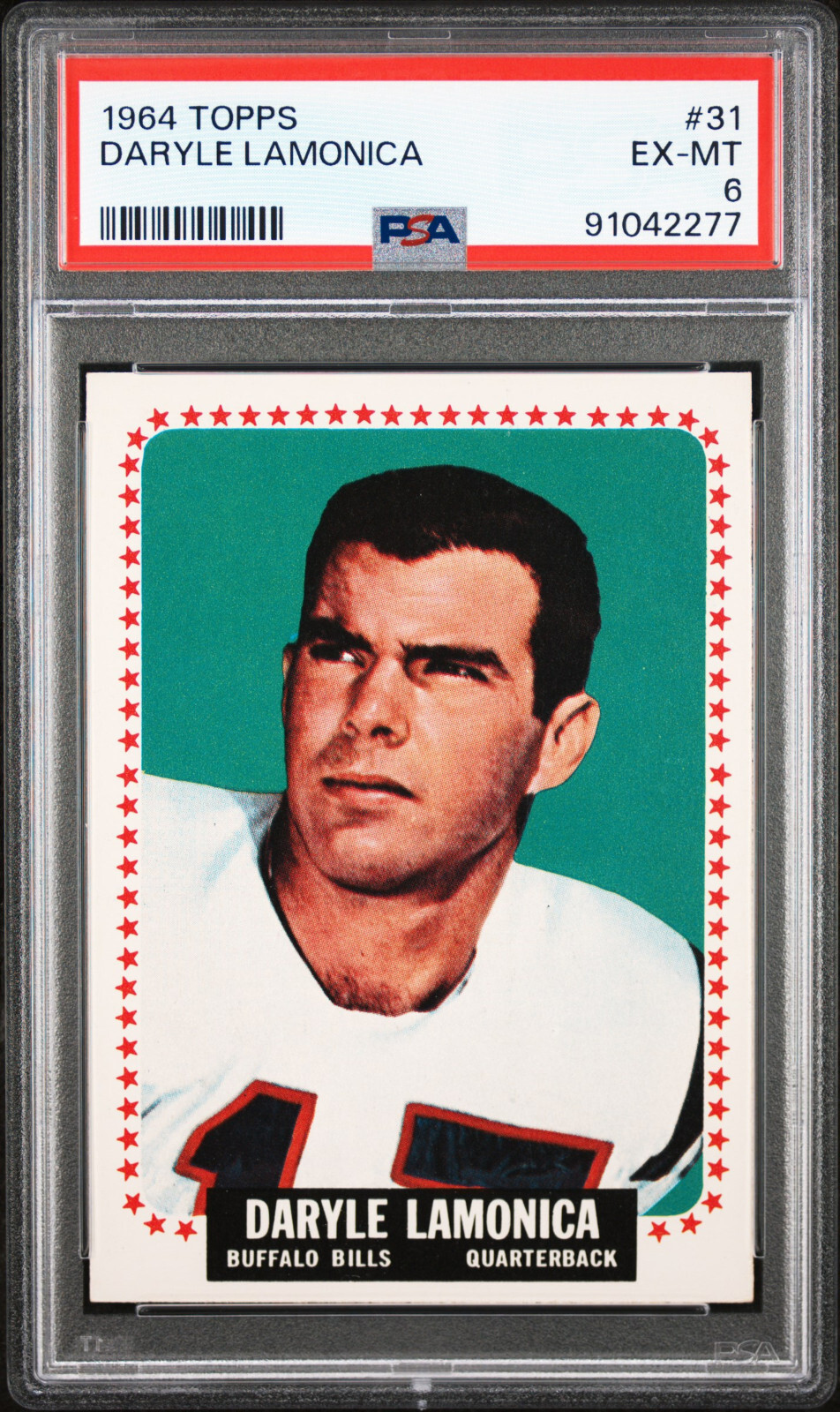 1964 Topps #31 Daryle Lamonica Rookie RC Buffalo Bills PSA 6 EX-MINT Sharp!