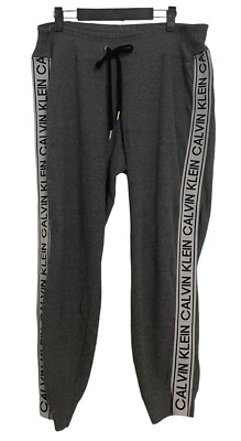 CALVIN KLEIN Relaxed Designer Side Logo Joggers Sz L Slouchy Lounge Sweatpants